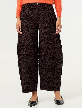Pantaloni a forma a botte con stampa floccata