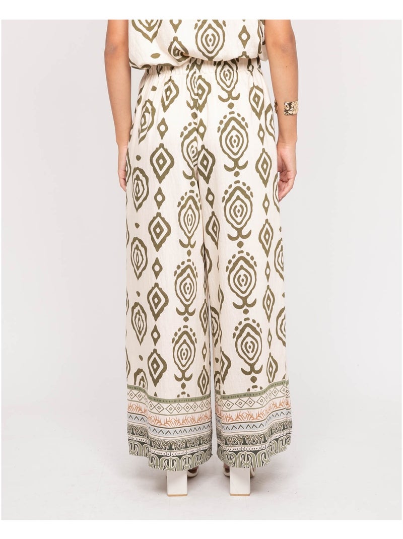Pantalone palazzo con motivi EDMIRA Cachi - Kiabi