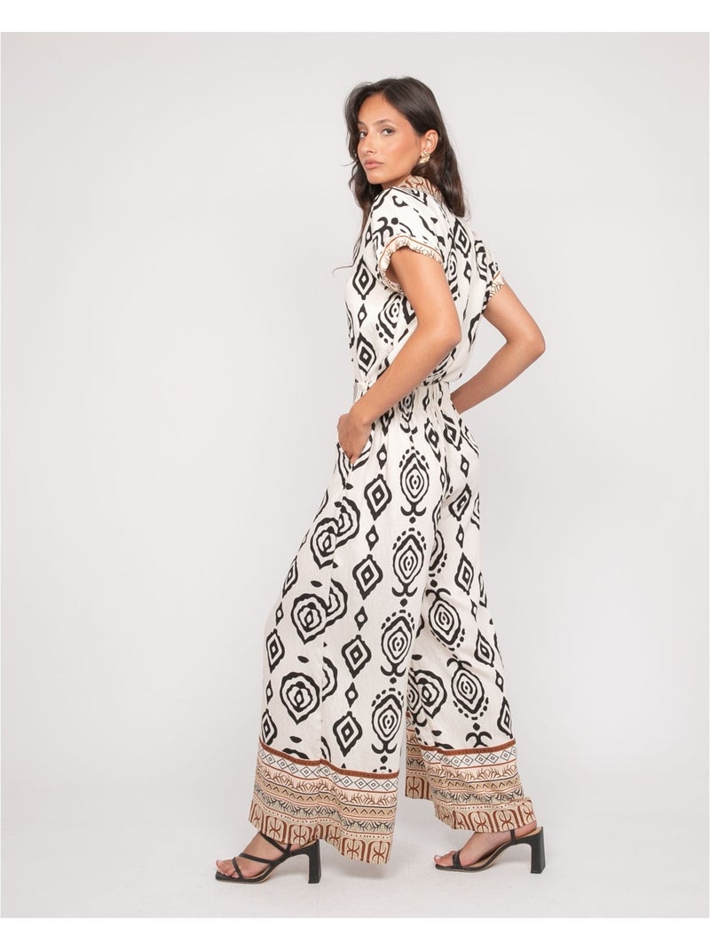 Pantalone palazzo con motivi EDMIRA Nero - Kiabi