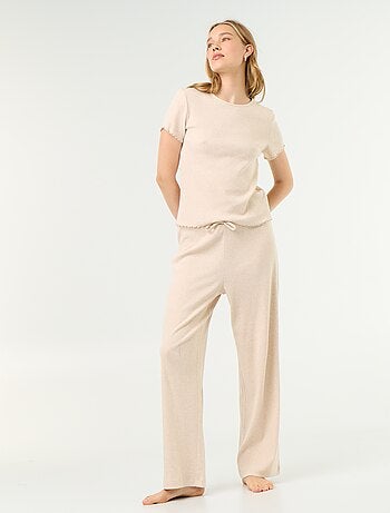 Pantaloni pigiama in maglia a costine