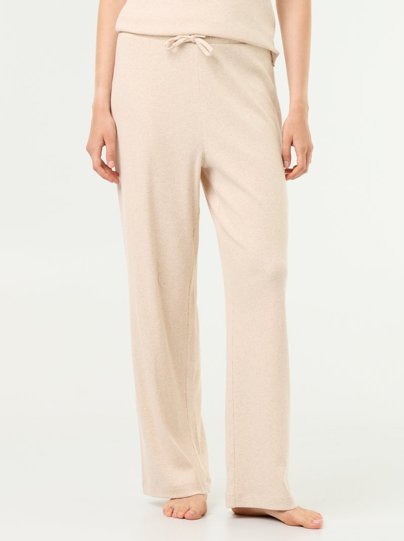 Pantalone pigiama in maglia a costine Beige - Kiabi
