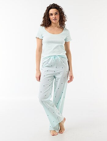 Pantalone pigiama in voile di cotone stampato