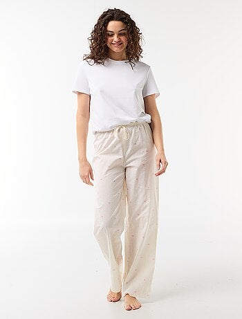 Pantalone pigiama in voile di cotone stampato