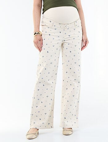 Pantalone premaman in denim a gamba larga