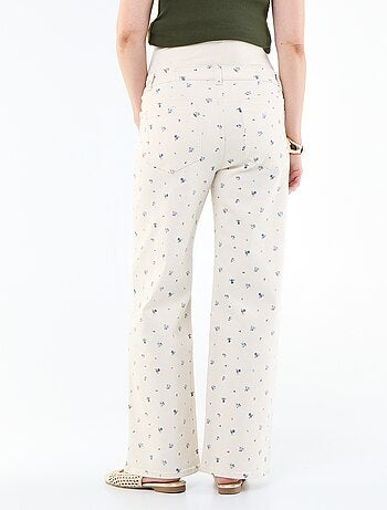 Pantalone premaman in denim a gamba larga