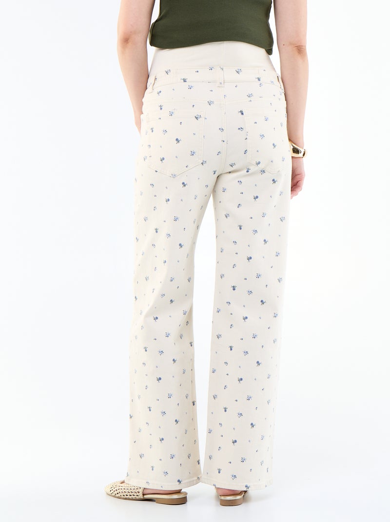 Pantalone premaman in denim a gamba larga Bianco - Kiabi