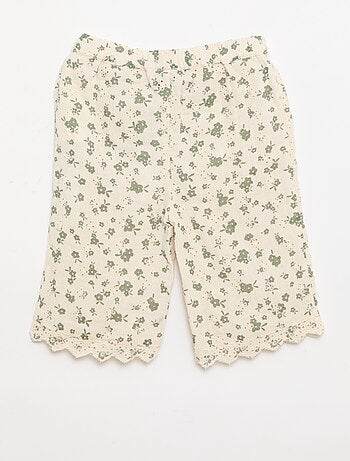 Pantalone ricamato in garza di cotone