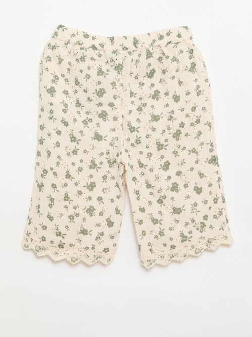 Pantalone ricamato in garza di cotone - Kiabi
