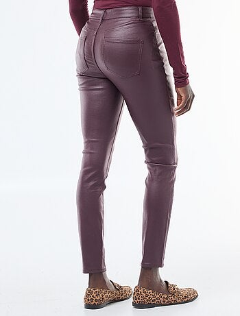 Pantaloni skinny spalmati tinta unita