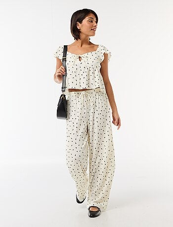 Pantalone stampato in maglia crinkle