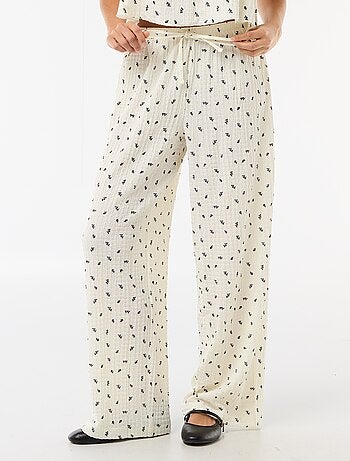 Pantalone stampato in maglia crinkle