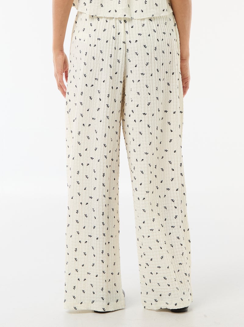 Pantalone stampato in maglia crinkle Bianco - Kiabi