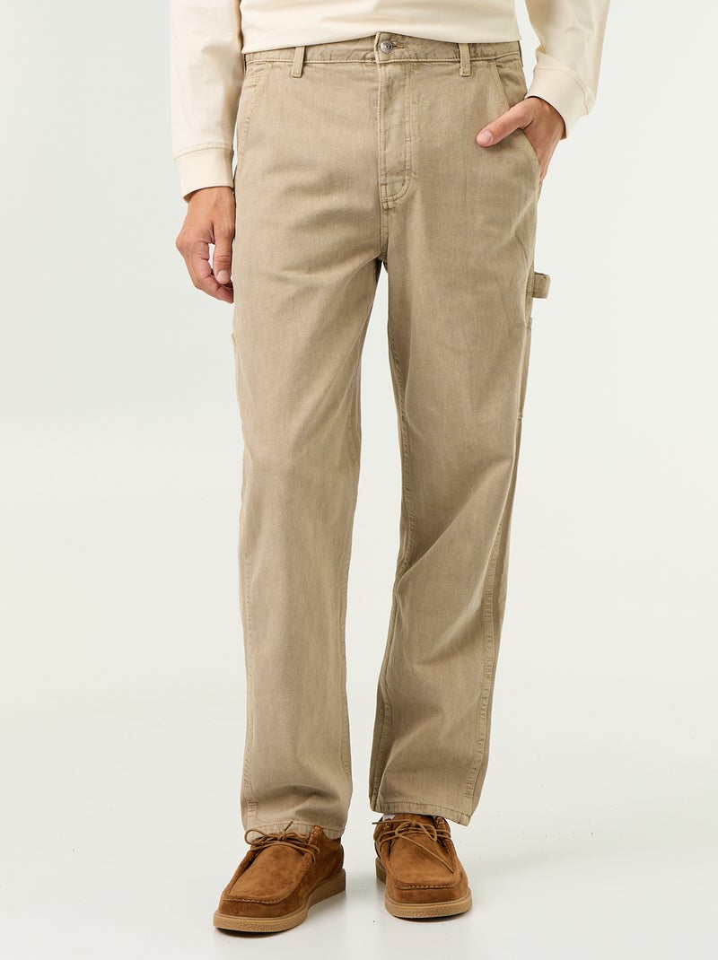 Pantalone stile carpenter in denim Beige - Kiabi