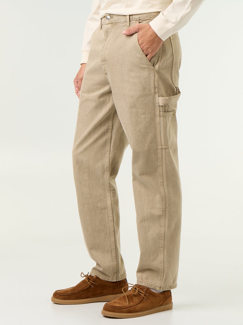 Pantalone stile carpenter in denim Beige - Kiabi