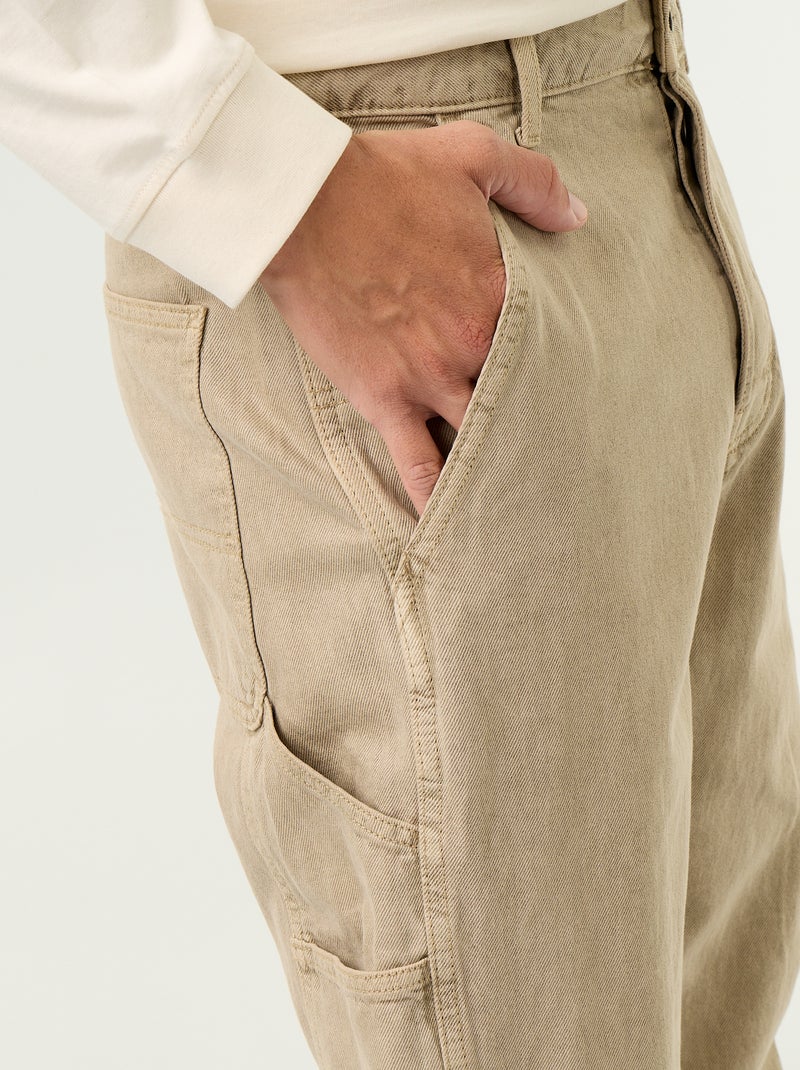 Pantalone stile carpenter in denim Beige - Kiabi