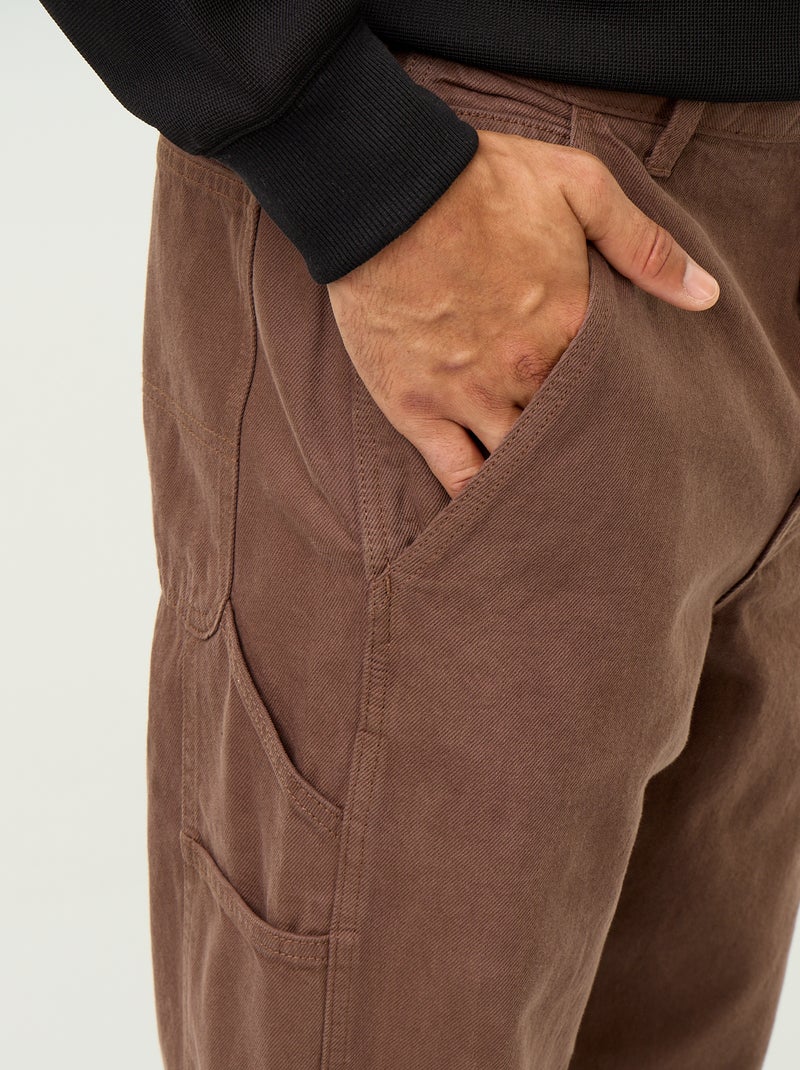 Pantalone stile carpenter in denim Marrone - Kiabi