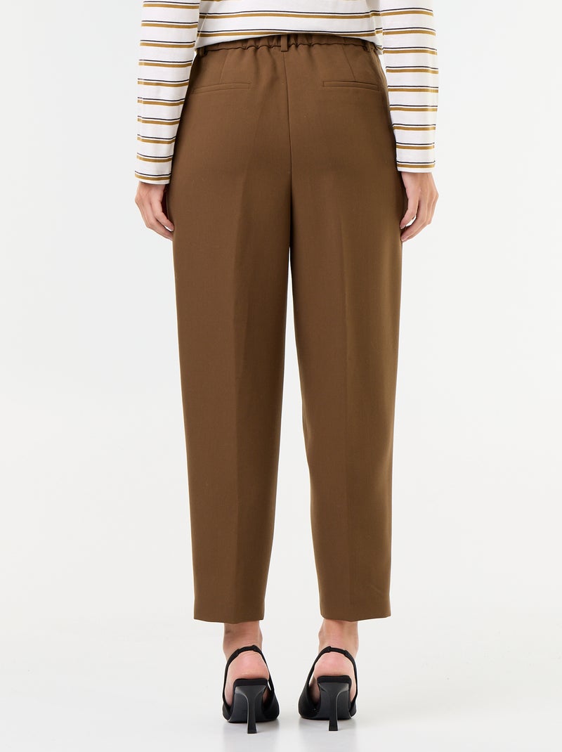 Pantalone taglio carota vita alta Marrone - Kiabi