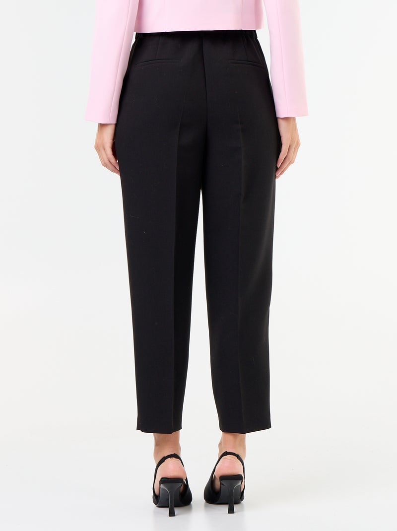 Pantalone taglio carota vita alta Nero - Kiabi