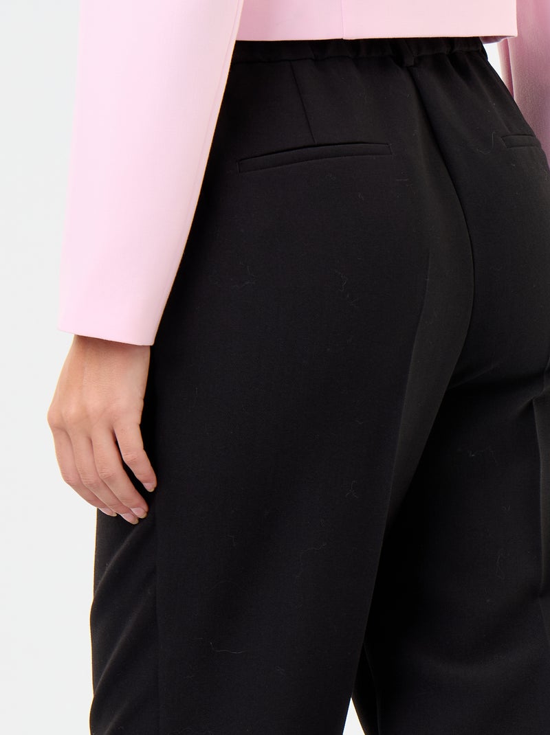 Pantalone taglio carota vita alta Nero - Kiabi