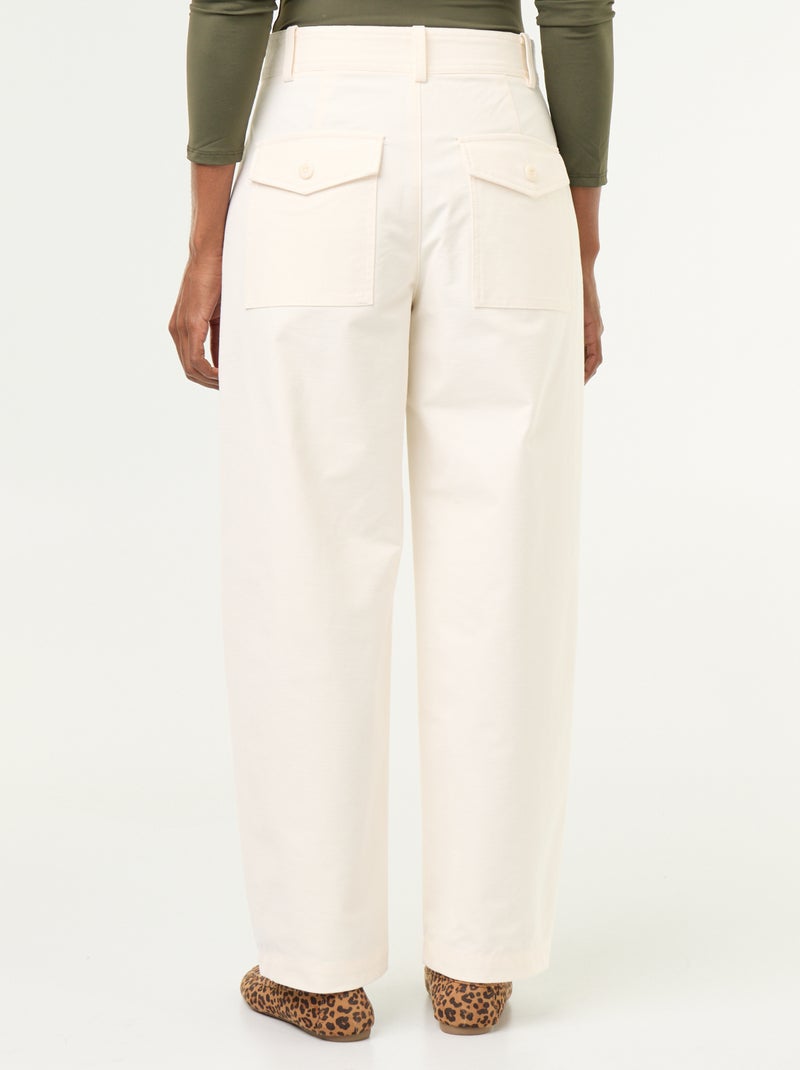 Pantalone tinta unita a gamba larga Bianco - Kiabi