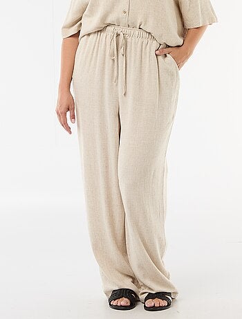 Pantalone tinta unita in misto lino