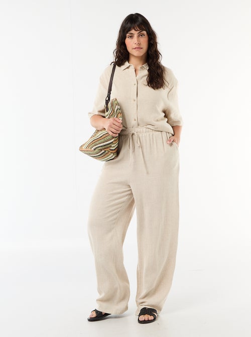 Pantalone tinta unita in misto lino - Kiabi