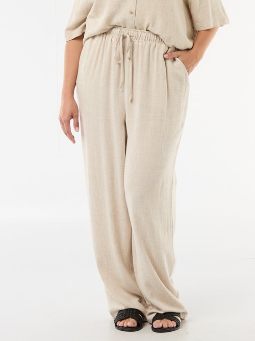 Pantalone tinta unita in misto lino - Kiabi