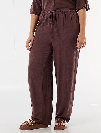 Pantalone tinta unita in misto lino