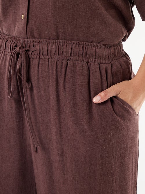 Pantalone tinta unita in misto lino - Kiabi