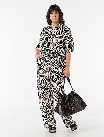 Pantalone tinta unita in misto lino