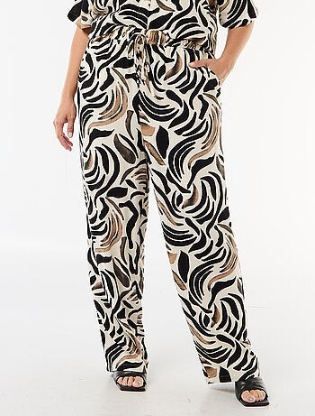 Pantalone tinta unita in misto lino