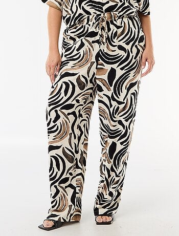 Pantalone tinta unita in misto lino