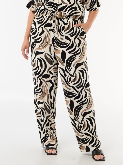 Pantalone tinta unita in misto lino - Kiabi