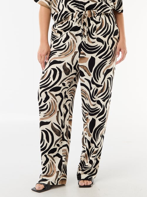 Pantalone tinta unita in misto lino - Kiabi