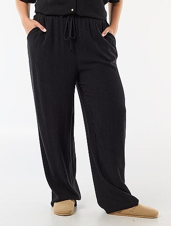 Pantalone tinta unita in misto lino