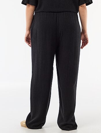 Pantalone tinta unita in misto lino