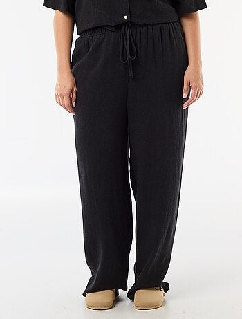 Pantalone tinta unita in misto lino