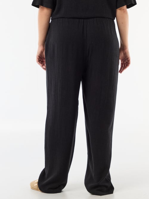 Pantalone tinta unita in misto lino - Kiabi