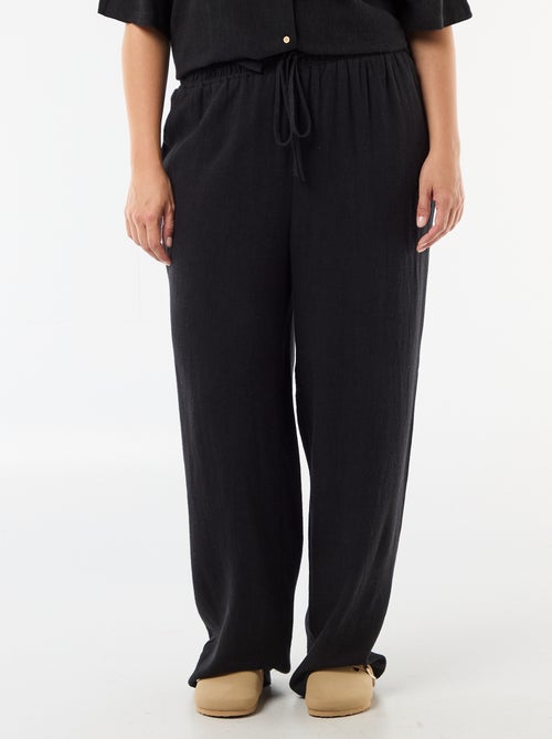 Pantalone tinta unita in misto lino - Kiabi