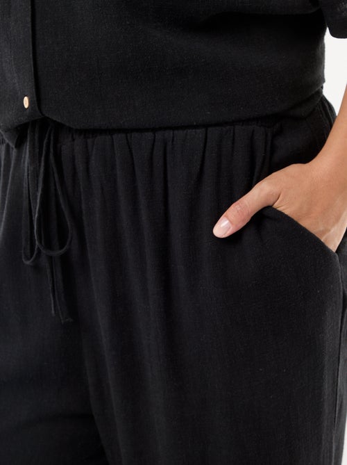 Pantalone tinta unita in misto lino - Kiabi