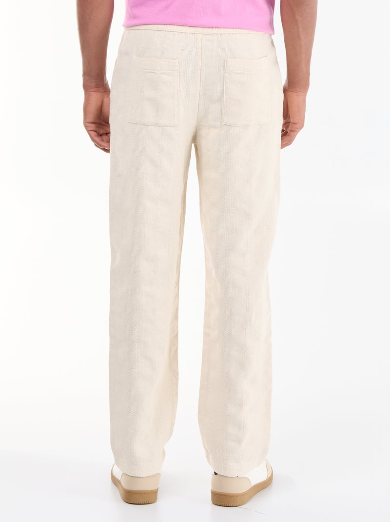 Pantalone tinta unita in tessuto testurizzato Beige - Kiabi