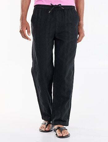 Pantalone tinta unita in tessuto testurizzato