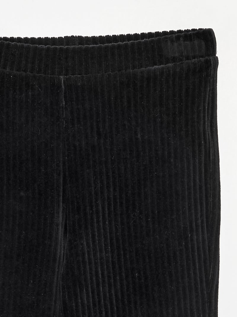Pantalone tinta unita in velluto a coste Nero - Kiabi