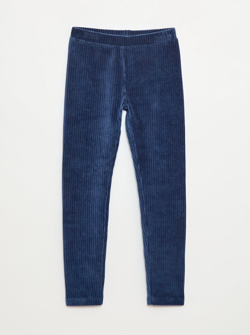 Pantalone tinta unita in velluto a coste spesso Blu - Kiabi