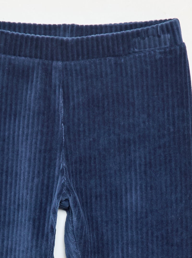 Pantalone tinta unita in velluto a coste spesso Blu - Kiabi
