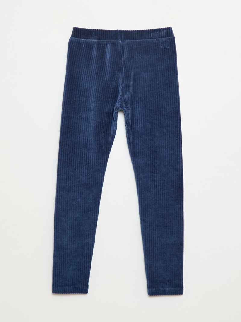 Pantalone tinta unita in velluto a coste spesso Blu - Kiabi