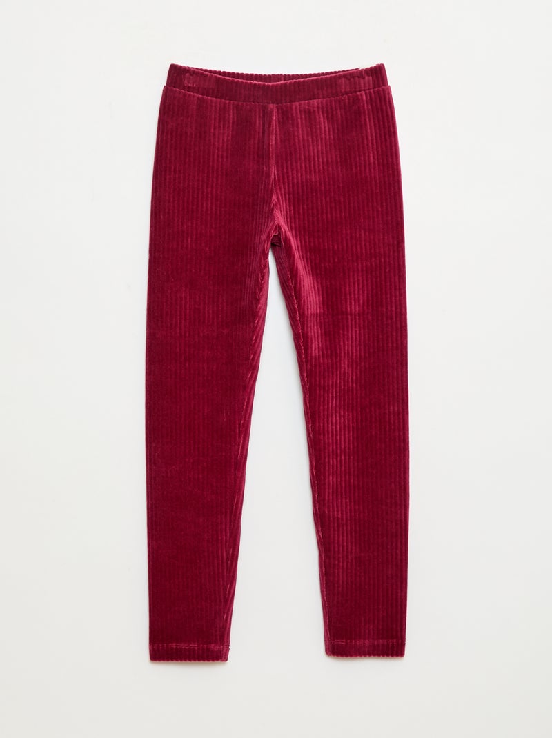 Pantalone tinta unita in velluto a coste spesso Rosso - Kiabi