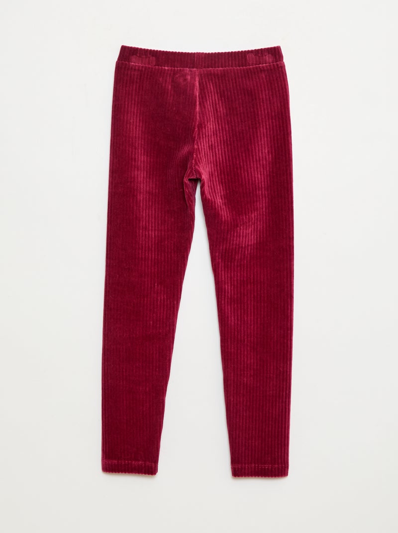 Pantalone tinta unita in velluto a coste spesso Rosso - Kiabi