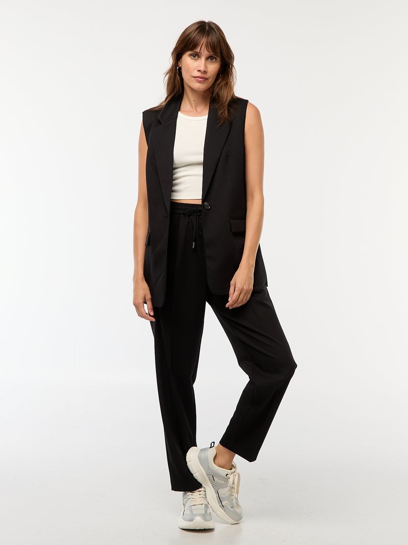 Pantalone tipo jogger tinta unita Nero - Kiabi