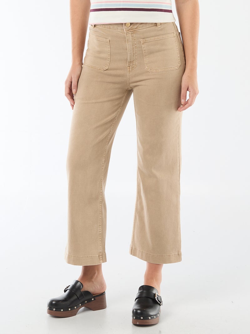 Pantalone wide leg colorato Beige - Kiabi